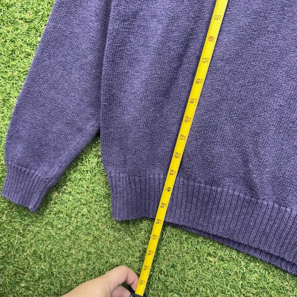 Polo Ralph Lauren Sweater Mens Large Purple 1/4 Zip Mock Neck Cotton Pullover